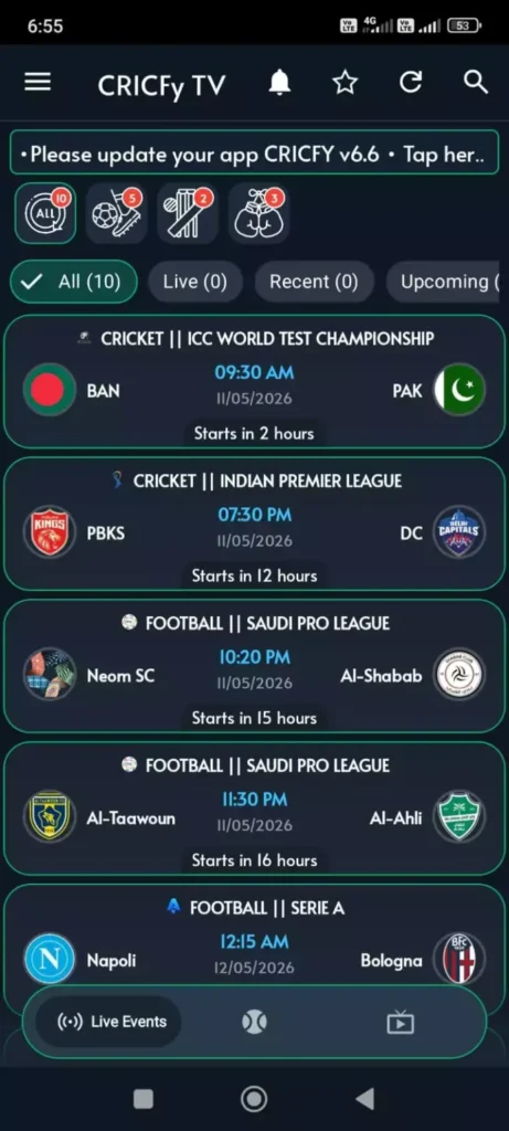 Cricfy tv app